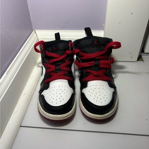 Kids Black, White & Red High-Top Sneakers